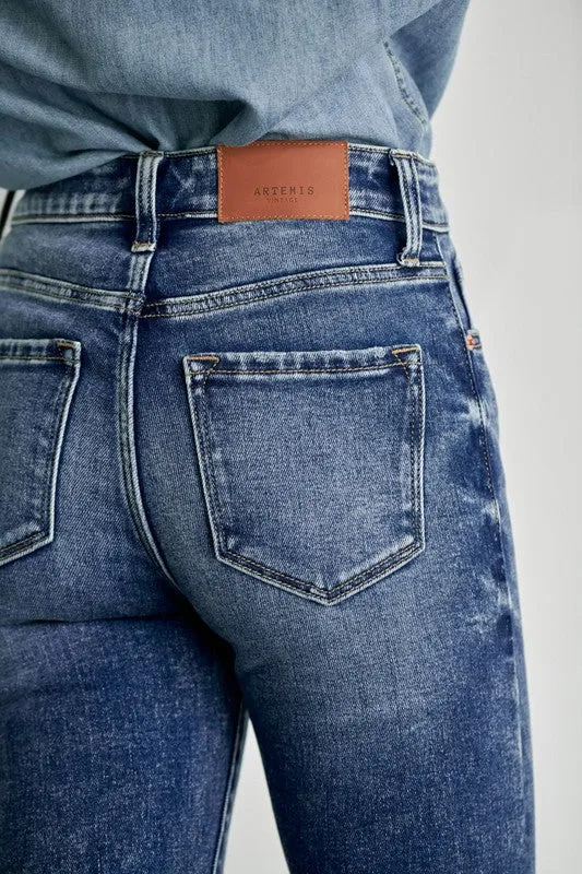 Eliana High Rise Exposed Button Skinny Jeans