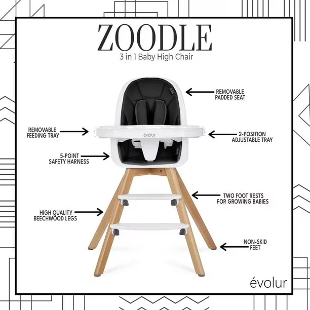 Evolur Zoodle 3-in-1 High Chair