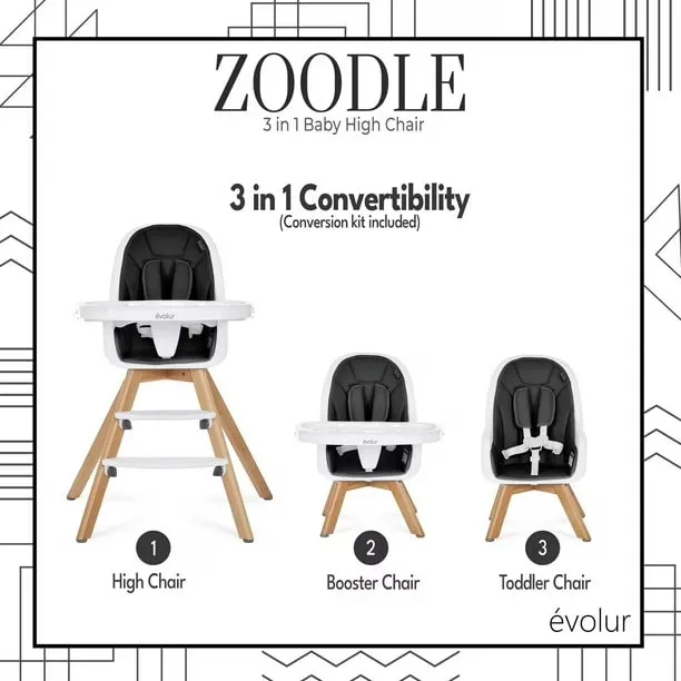 Evolur Zoodle 3-in-1 High Chair