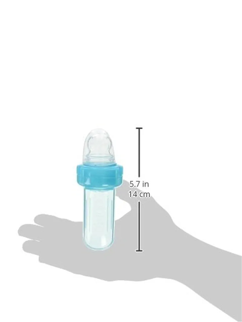 EZ Squee-Z Silicone Self Feeding Baby Food Dispenser, 1 Count (Pack of 1) - Aqua/Pink/Green, Colors May Vary