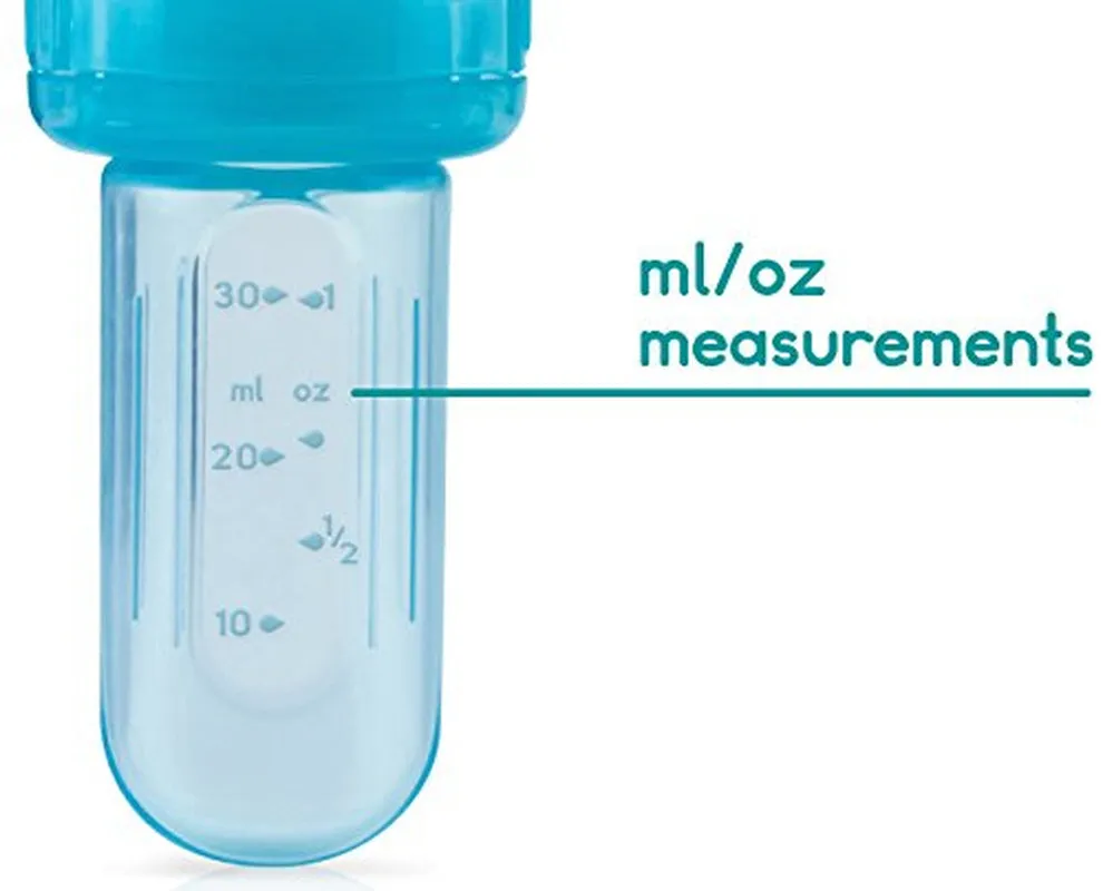 EZ Squee-Z Silicone Self Feeding Baby Food Dispenser, 1 Count (Pack of 1) - Aqua/Pink/Green, Colors May Vary