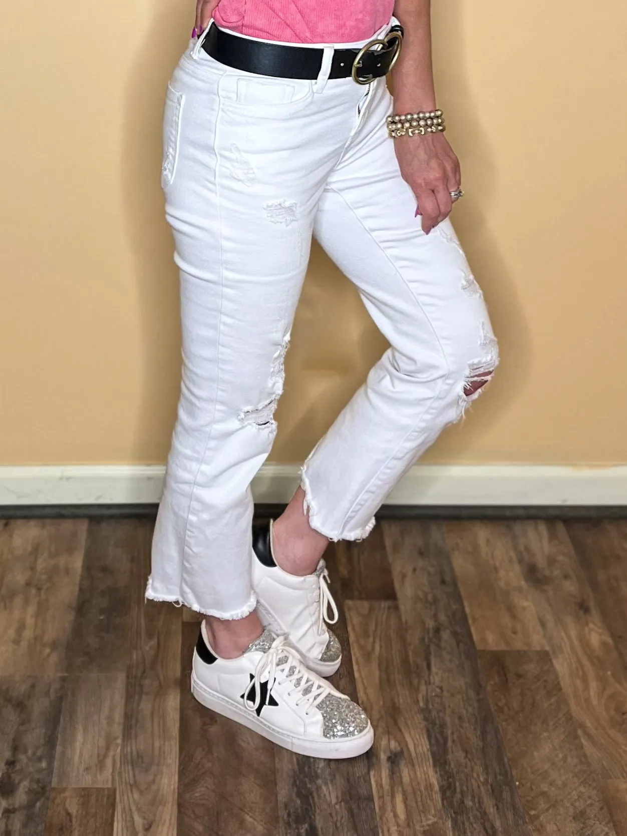 Flying Monkey Optic White Straight Leg Jeans