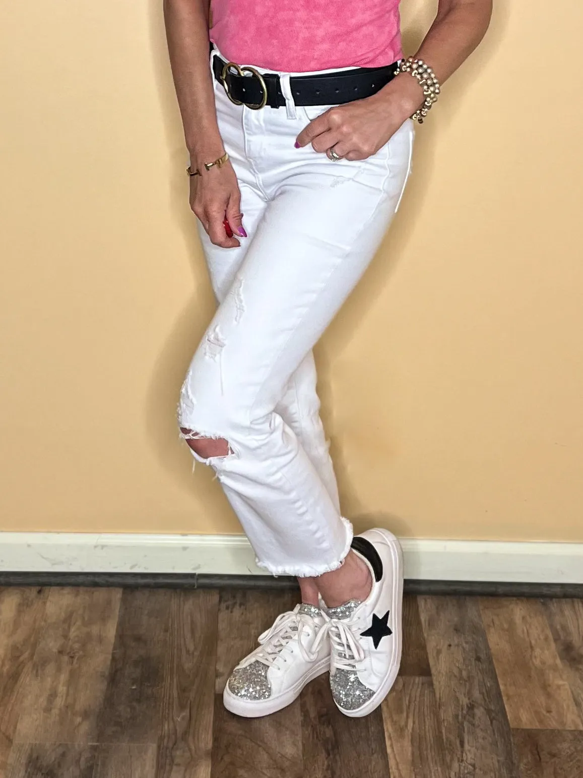 Flying Monkey Optic White Straight Leg Jeans