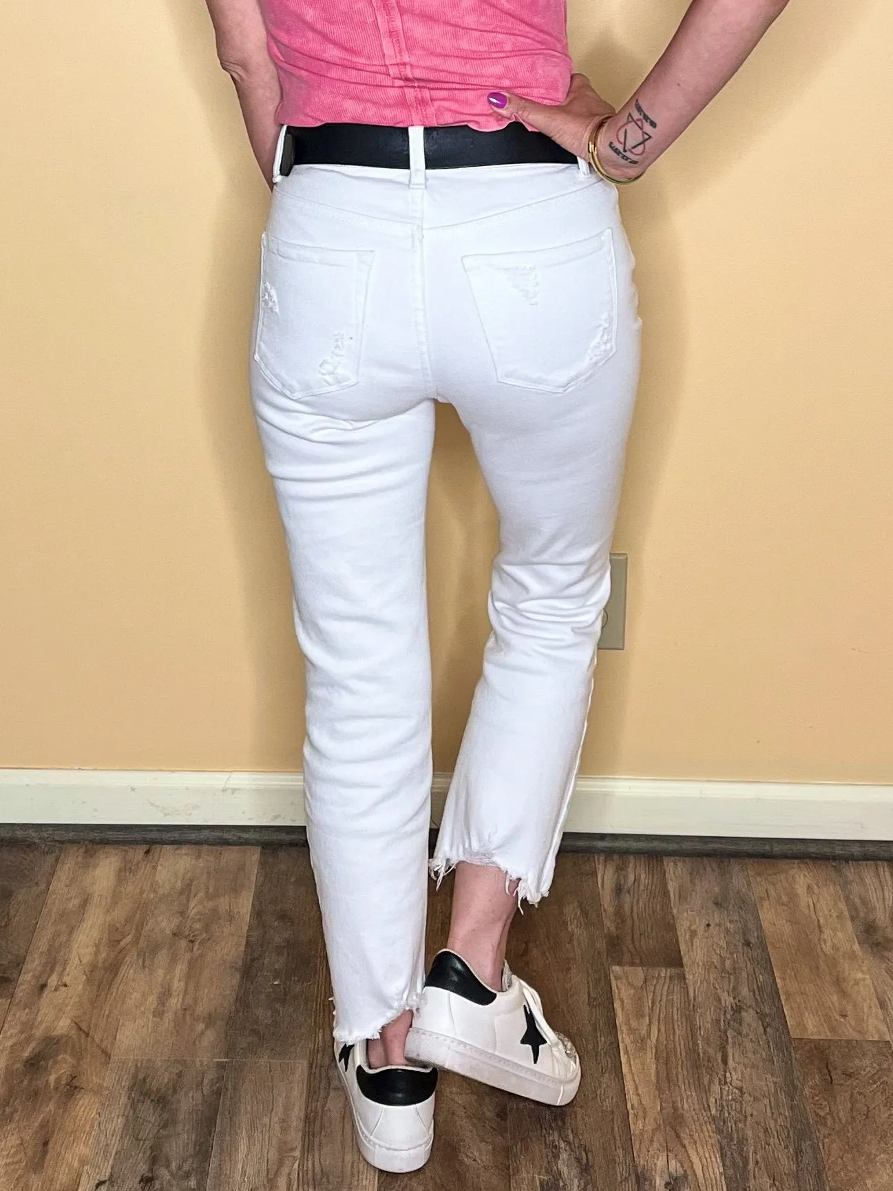 Flying Monkey Optic White Straight Leg Jeans