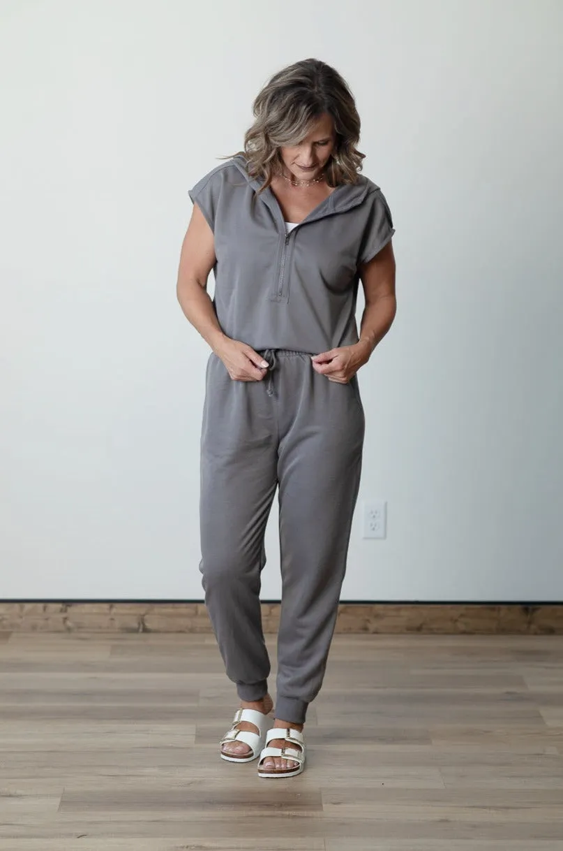 French Terry Hooded Jumpsuit