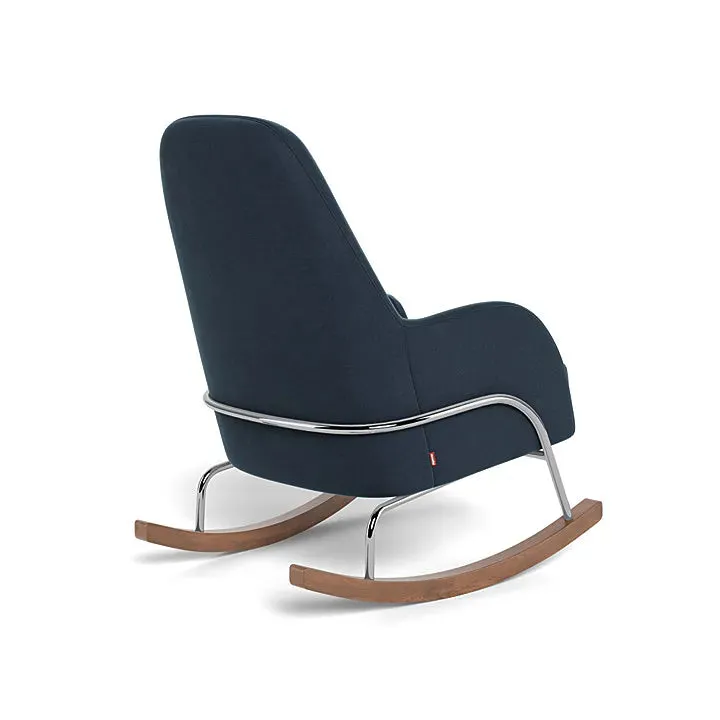 Jackson Rocker in Midnight Blue Cotton Linen Fabric w/ Chrome Frame