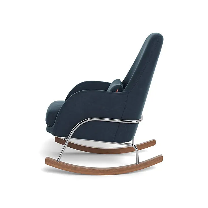 Jackson Rocker in Midnight Blue Cotton Linen Fabric w/ Chrome Frame