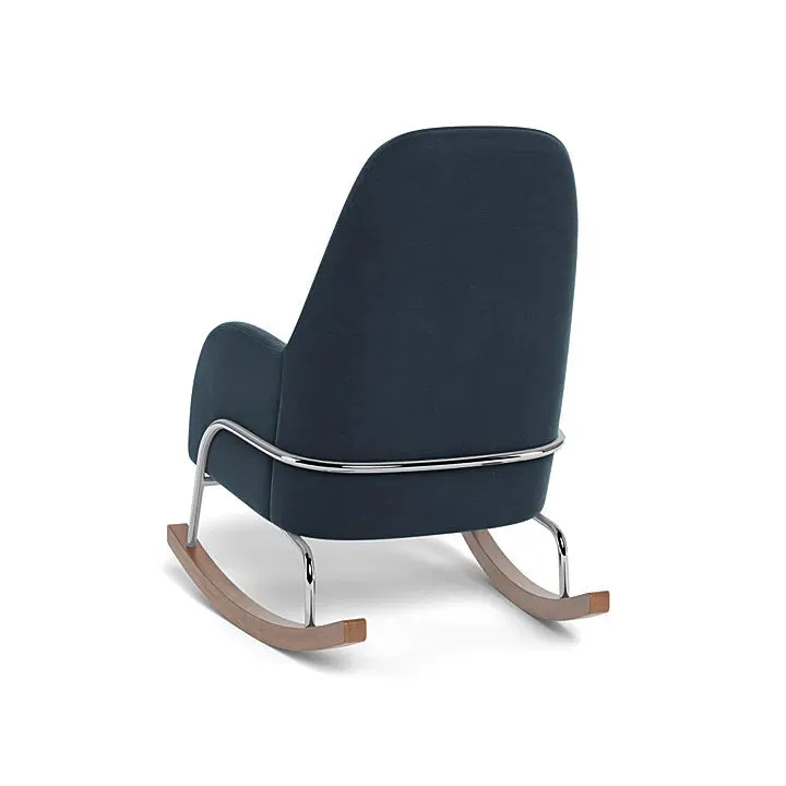 Jackson Rocker in Midnight Blue Cotton Linen Fabric w/ Chrome Frame