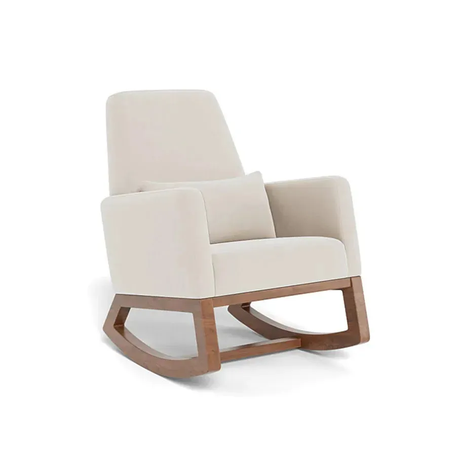 Joya Rocker with Ottoman (Premium European Fabric)- Stone Velvet / Walnut Base