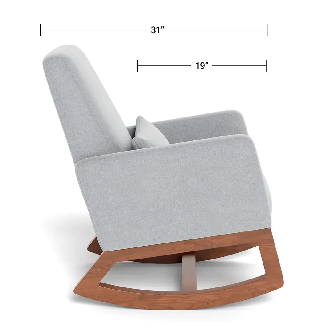 Joya Rocker with Ottoman (Premium European Fabric)- Stone Velvet / Walnut Base