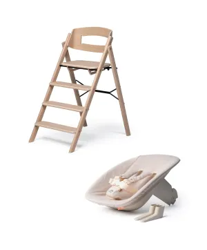 KAOS Klapp Highchair and Newborn Baby Seat Set - Oak