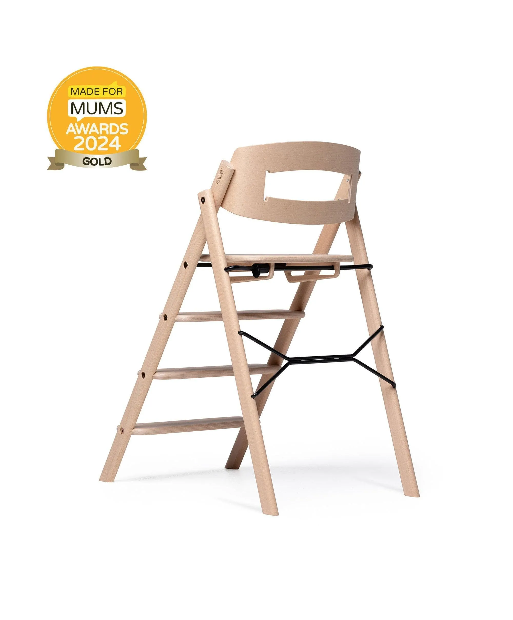 KAOS Klapp Highchair Bundle with Safety Rail, Tray & Harness – Beech