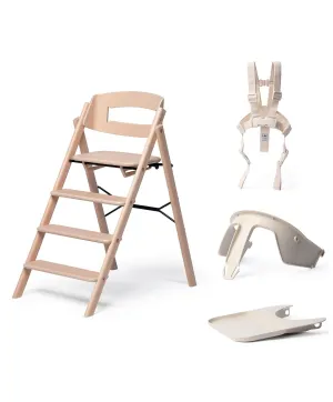 KAOS Klapp Highchair Bundle with Safety Rail, Tray & Harness – Beech