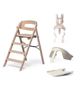 KAOS Klapp Highchair Bundle with Safety Rail, Tray & Harness – Oak