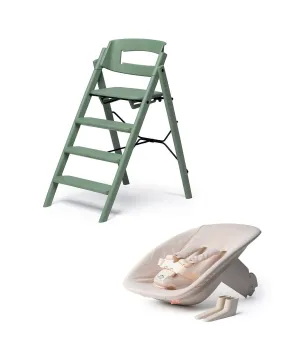 KAOS Klapp Recycled Highchair and Newborn Baby Seat Set - Mineral Green