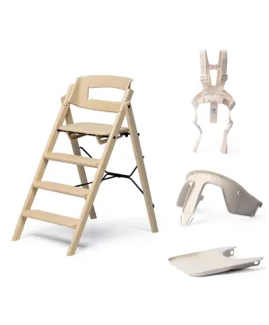 KAOS Klapp Recycled Highchair Bundle with Safety Rail, Tray & Harness – Desert Sand