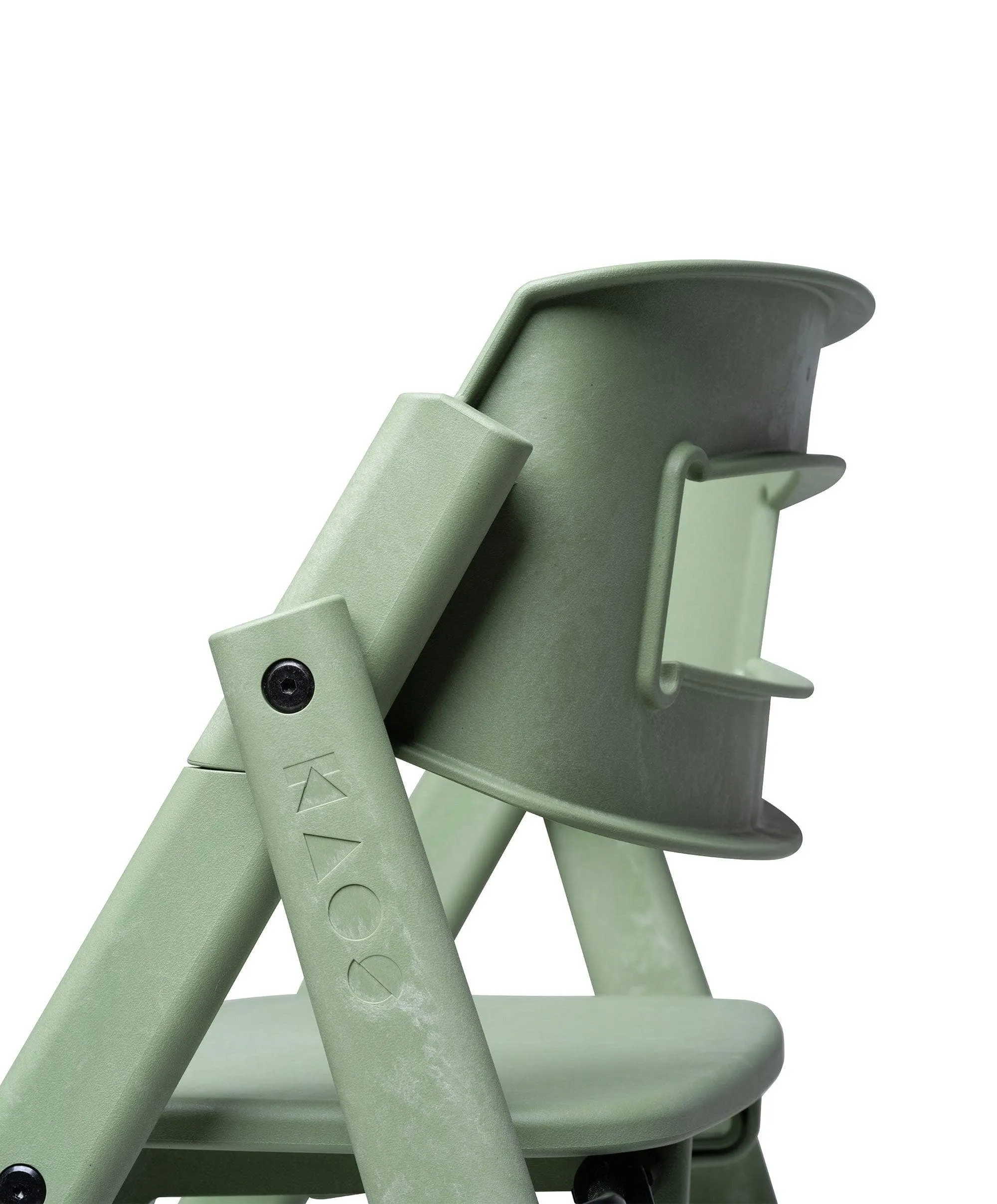 KAOS Klapp Recycled Highchair Bundle with Safety Rail, Tray & Harness – Mineral Green