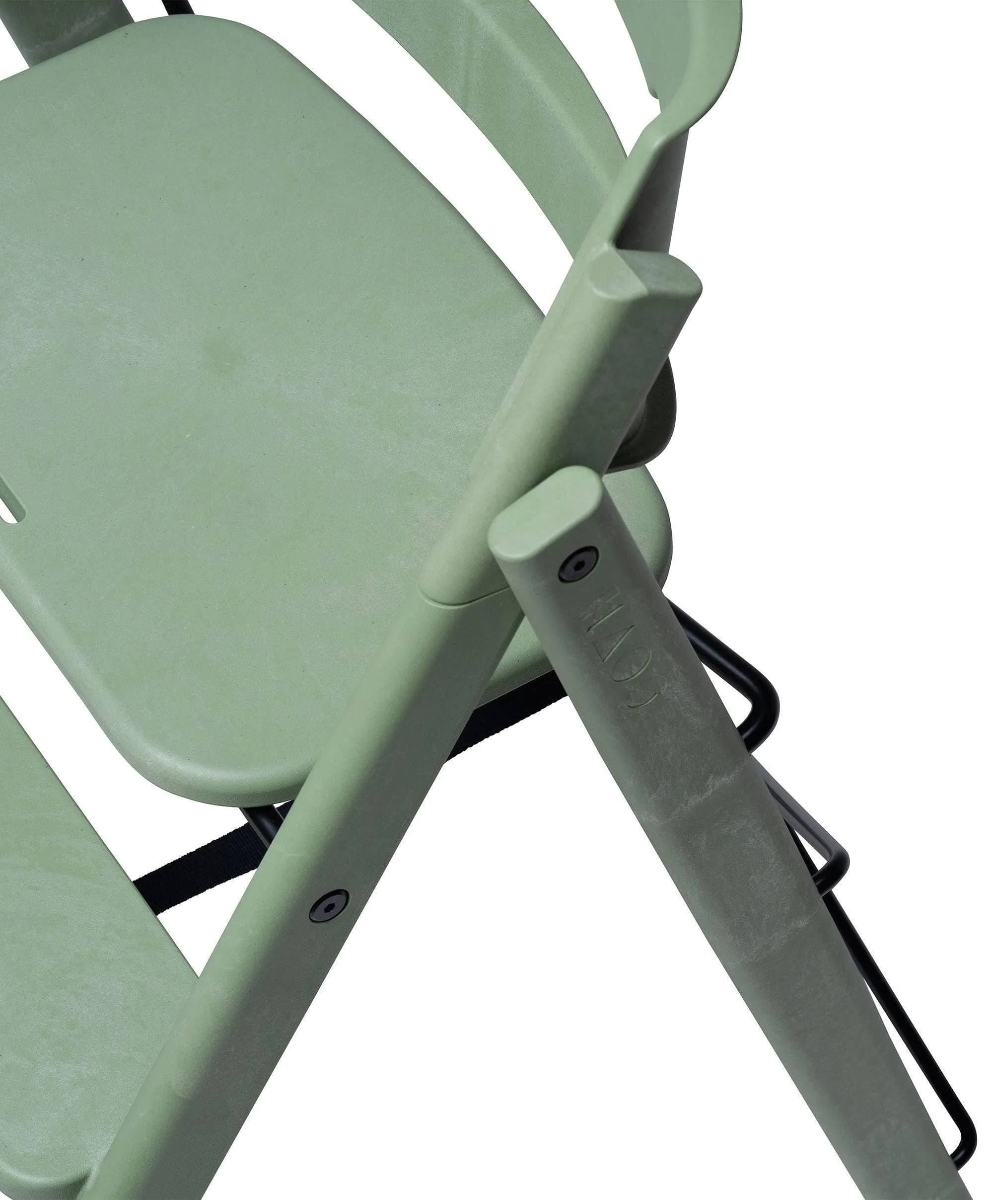 KAOS Klapp Recycled Highchair Bundle with Safety Rail, Tray & Harness – Mineral Green