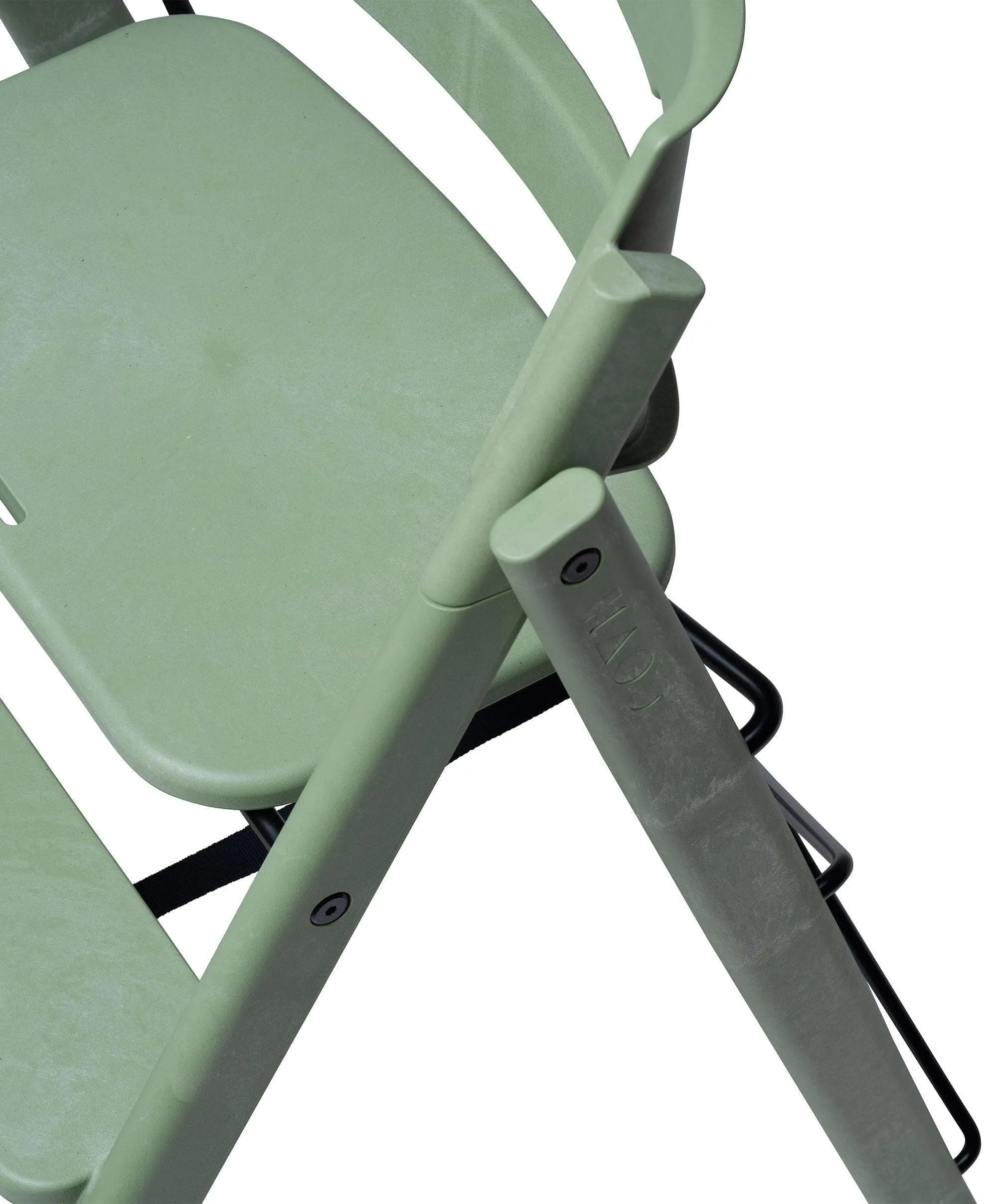 KAOS Klapp Recycled Highchair Bundle with Safety Rail, Tray & Harness – Mineral Green