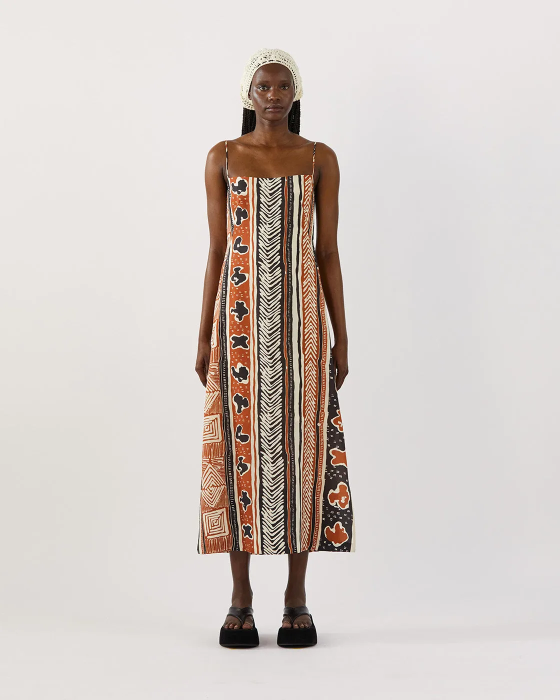Kennedy Dress Tencel Print Brown