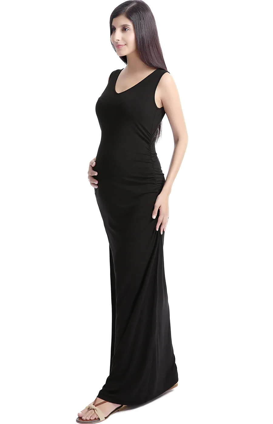 Kimi   Kai Maternity "Jane" Lace Back Maxi Dress
