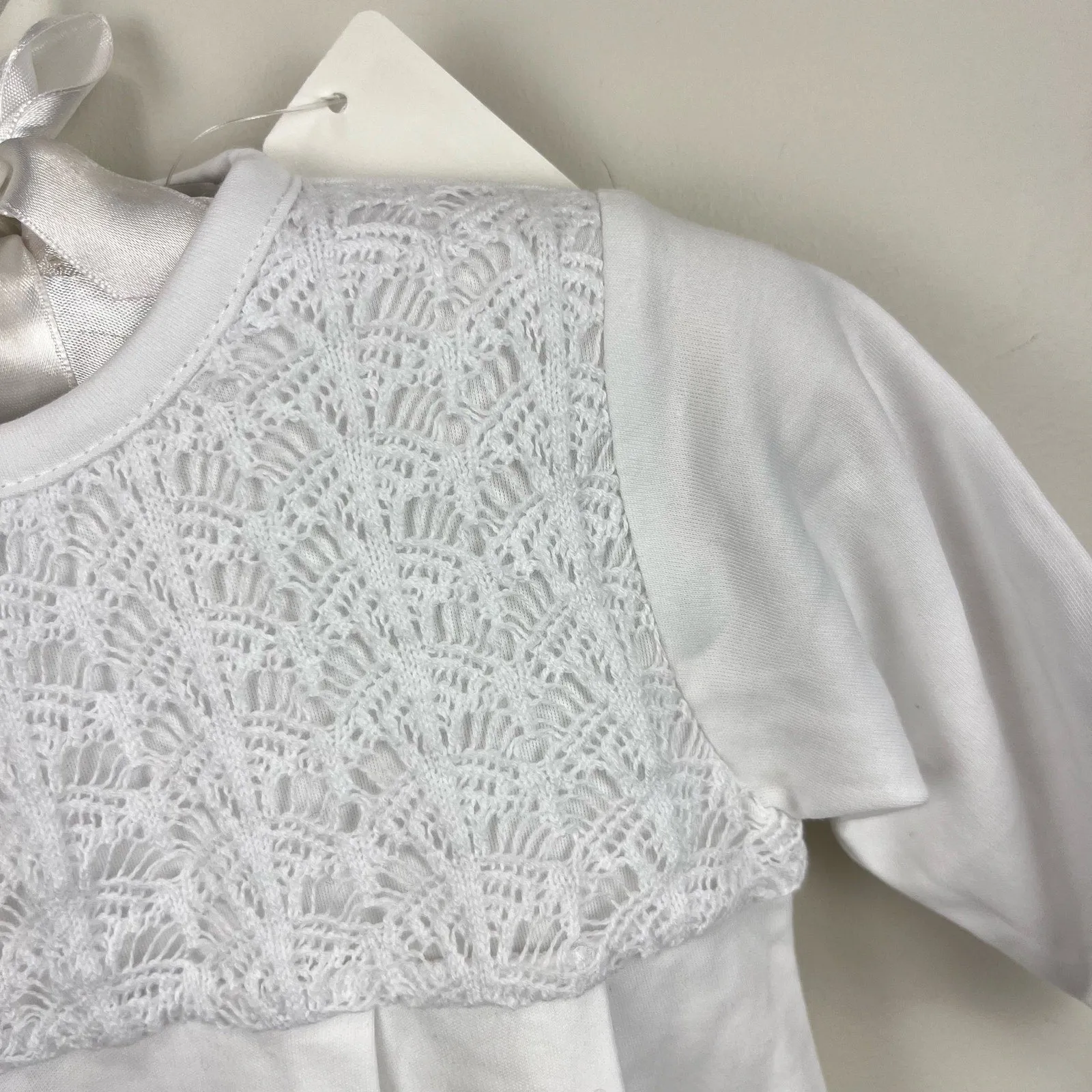 Kissy Kissy Smocked Serenity Sack Gown White Small 0-3 Months NWT