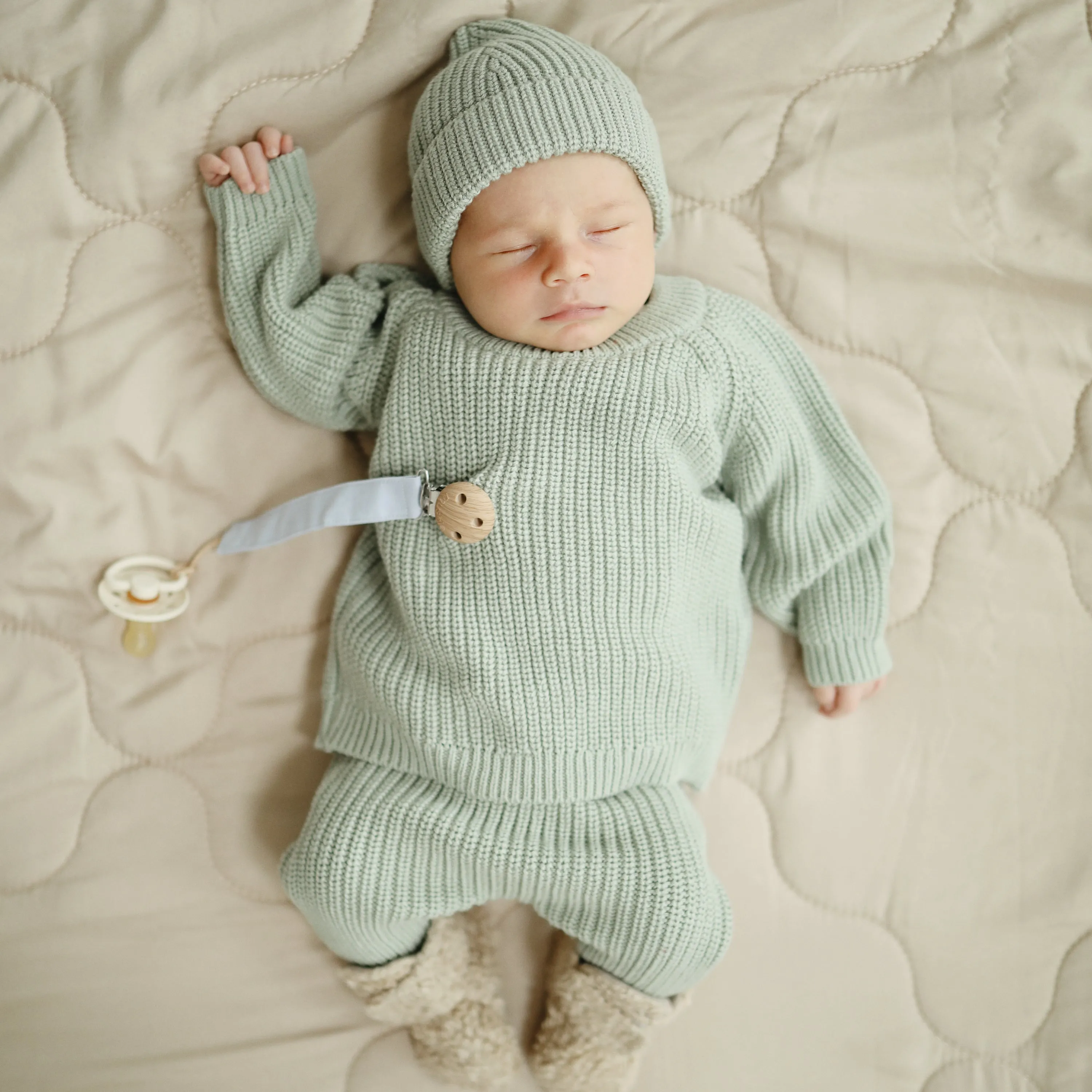 Linen Pacifier Clip 2-pack