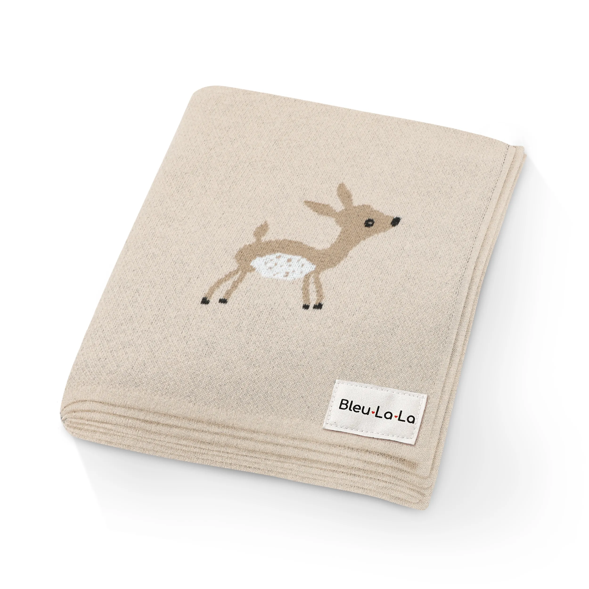 Luxury Cotton Deer Knit Swaddle Baby Blanket by Bleu La La