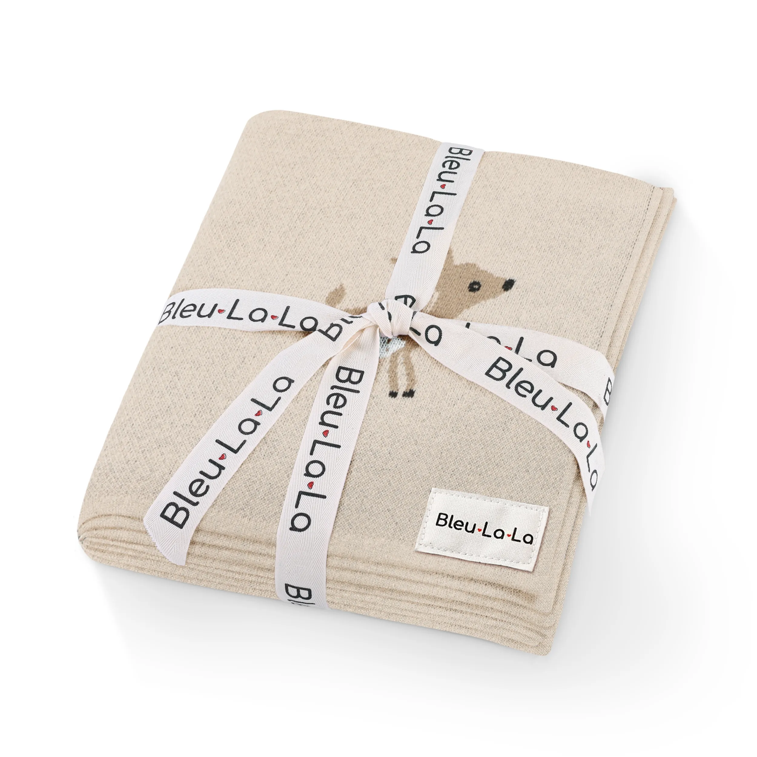 Luxury Cotton Deer Knit Swaddle Baby Blanket by Bleu La La