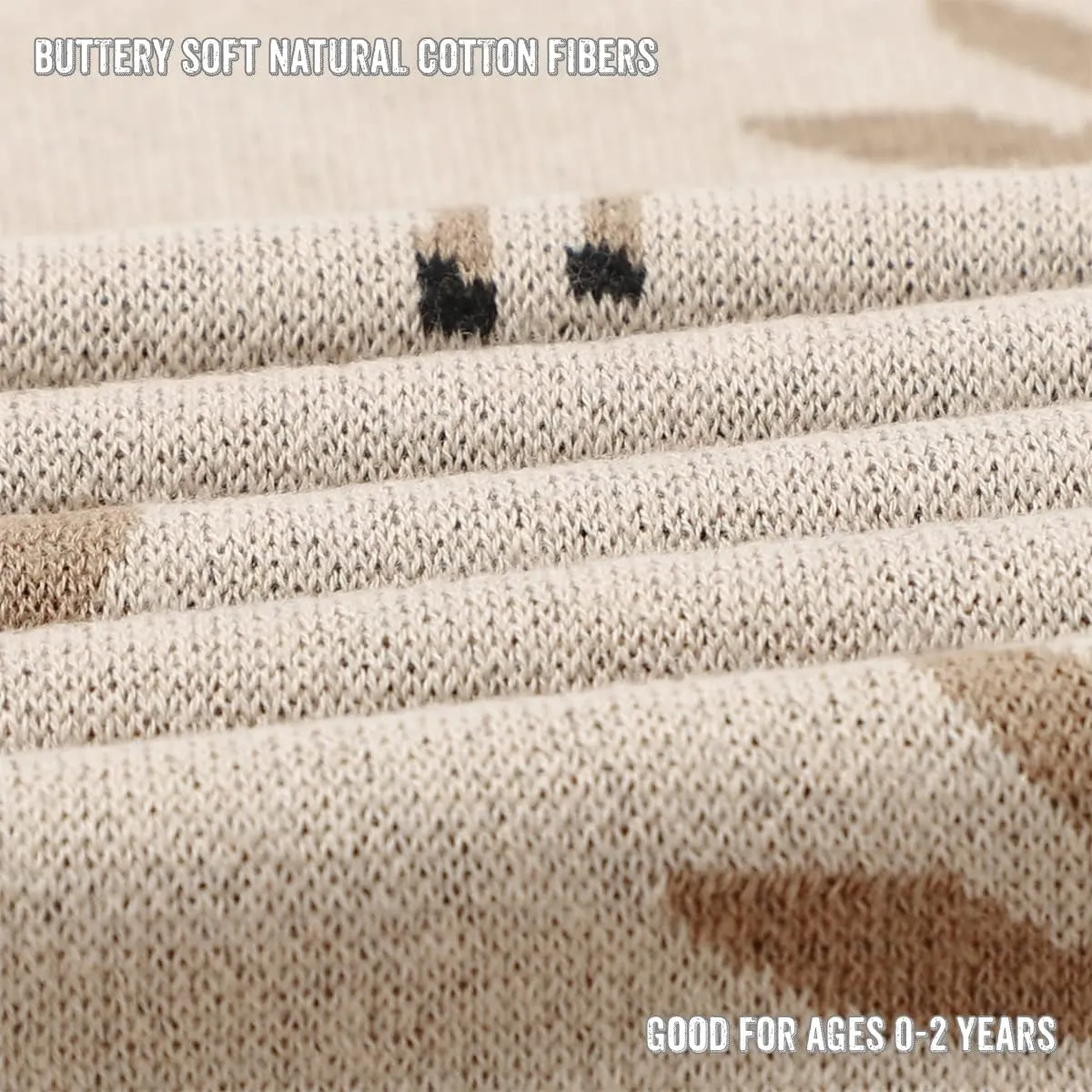 Luxury Cotton Deer Knit Swaddle Baby Blanket by Bleu La La