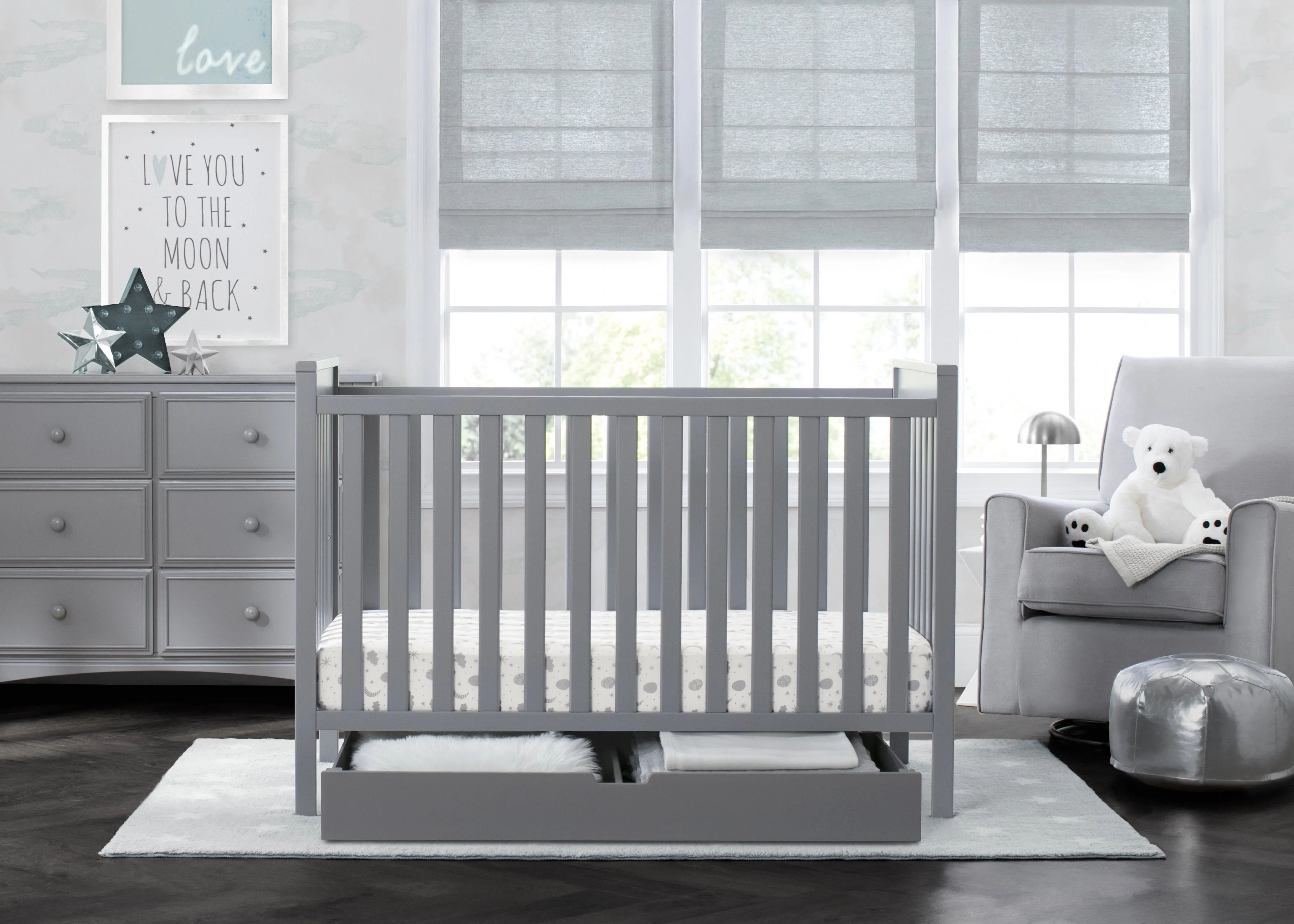 Mercer 6-in-1 Convertible Crib   Under Crib Roll-Out Storage