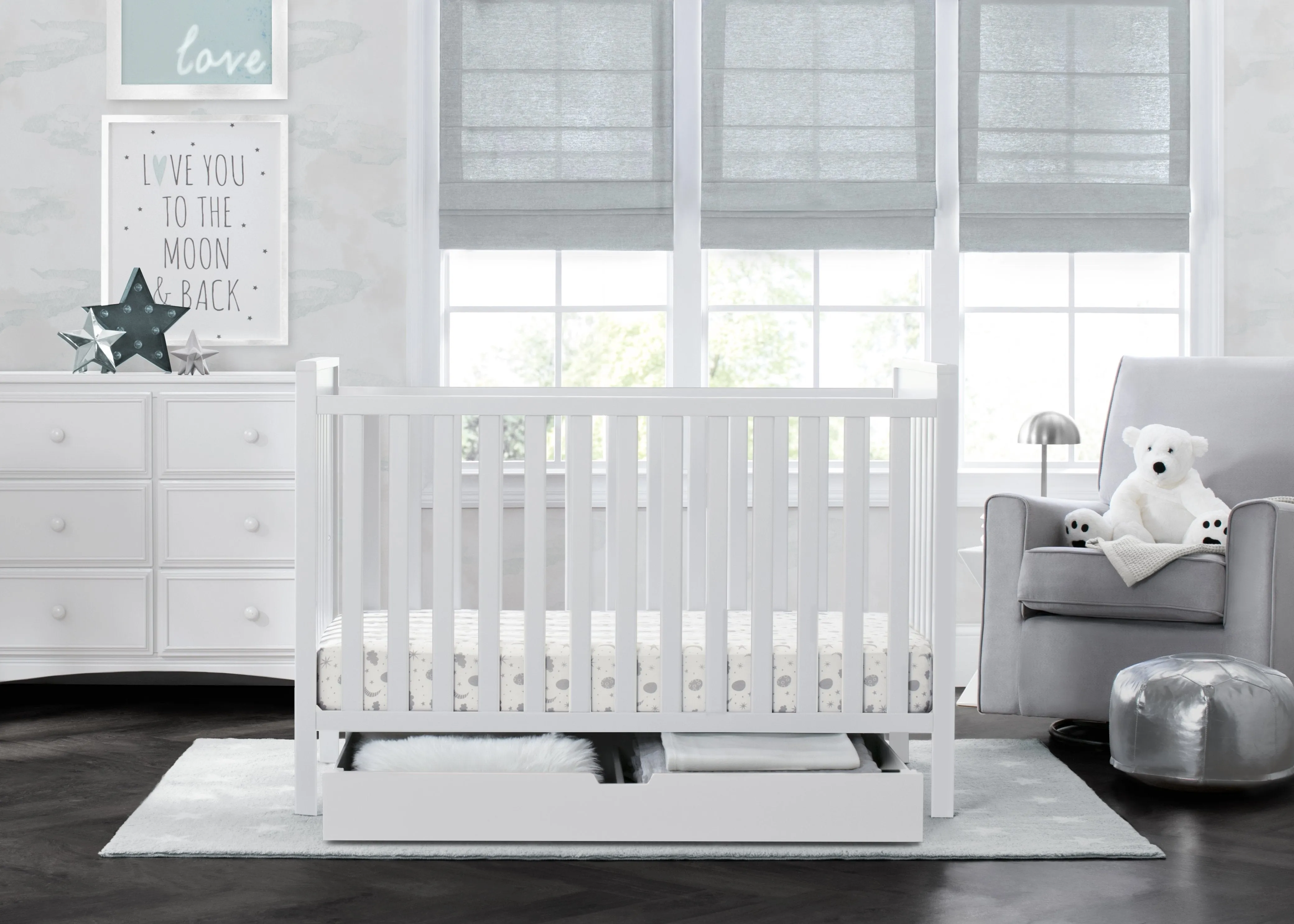 Mercer 6-in-1 Convertible Crib   Under Crib Roll-Out Storage