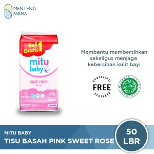 Mitu Tissue Basah Ganti Popok Pink isi 50 Lembar - Tisu Basah Mitu Sweet Rose