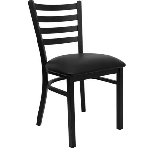 MKM841 Ladder Back Metal Chair with Black Vinyl Seat