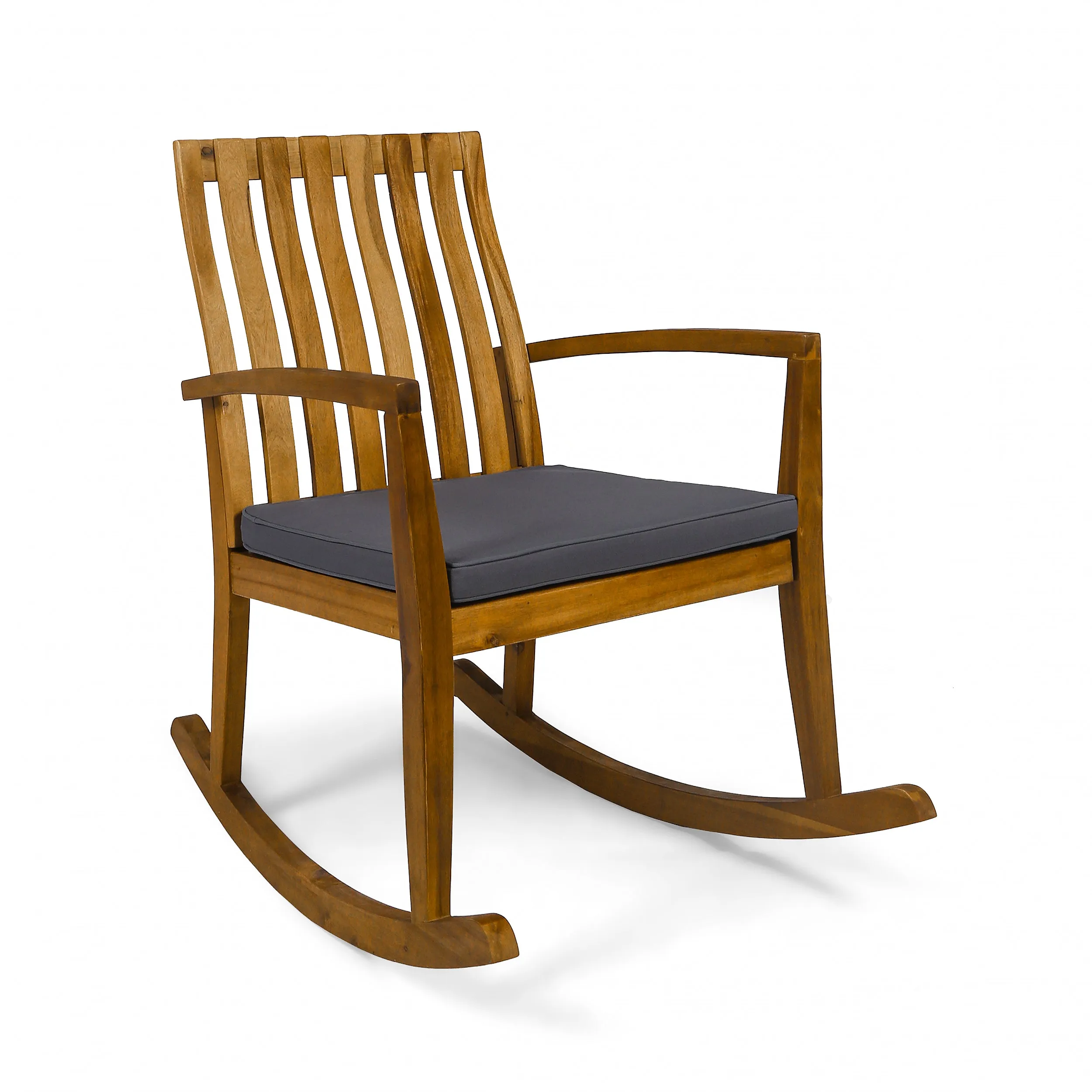 Muriel Outdoor Acacia Wood Rustic Style Rocking Chair with Cushions