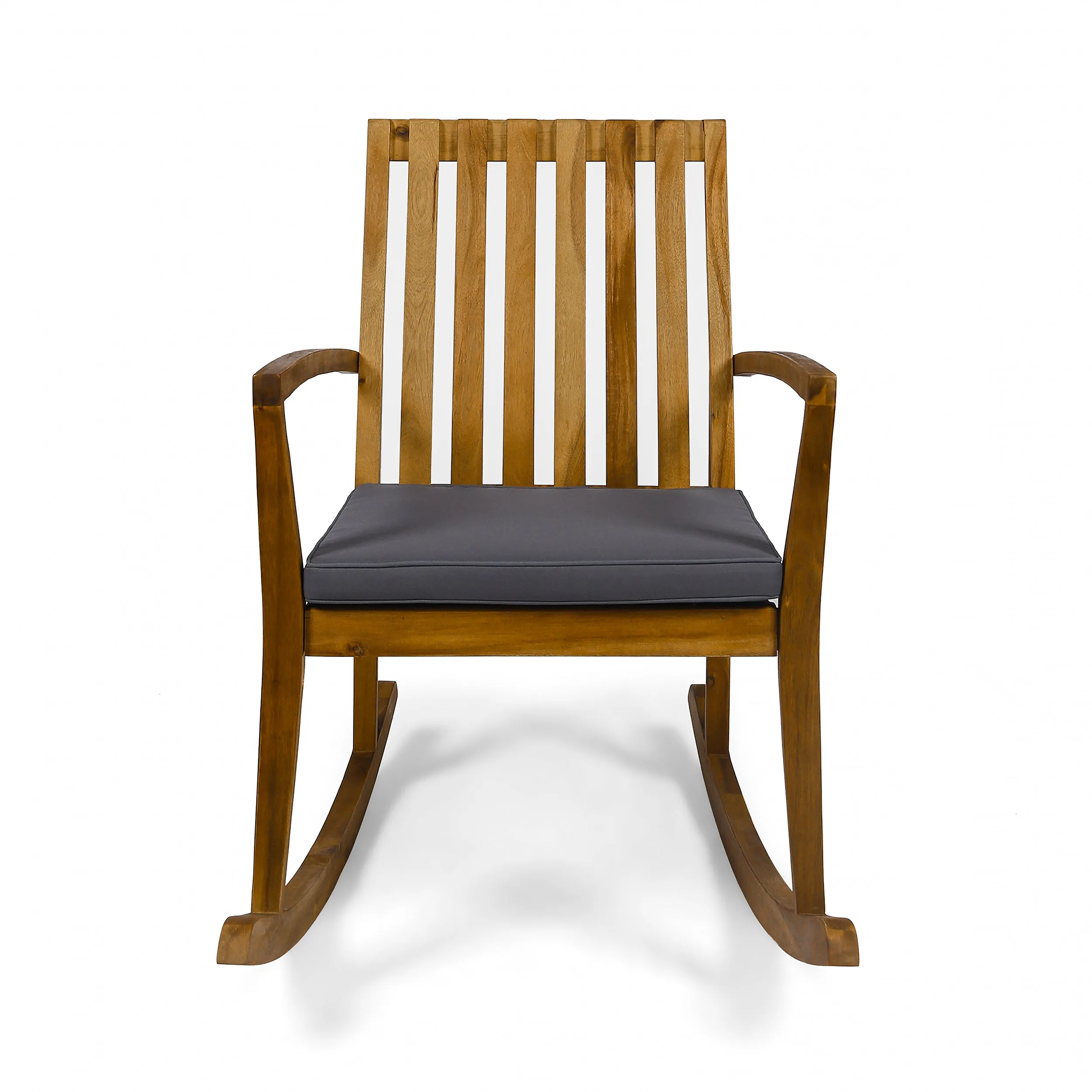 Muriel Outdoor Acacia Wood Rustic Style Rocking Chair with Cushions