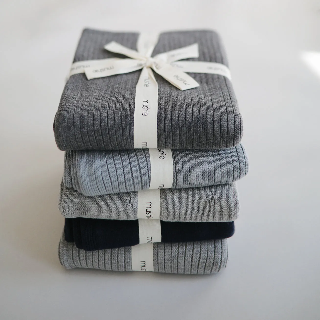 Mushie Knitted Ribbed Baby Blanket