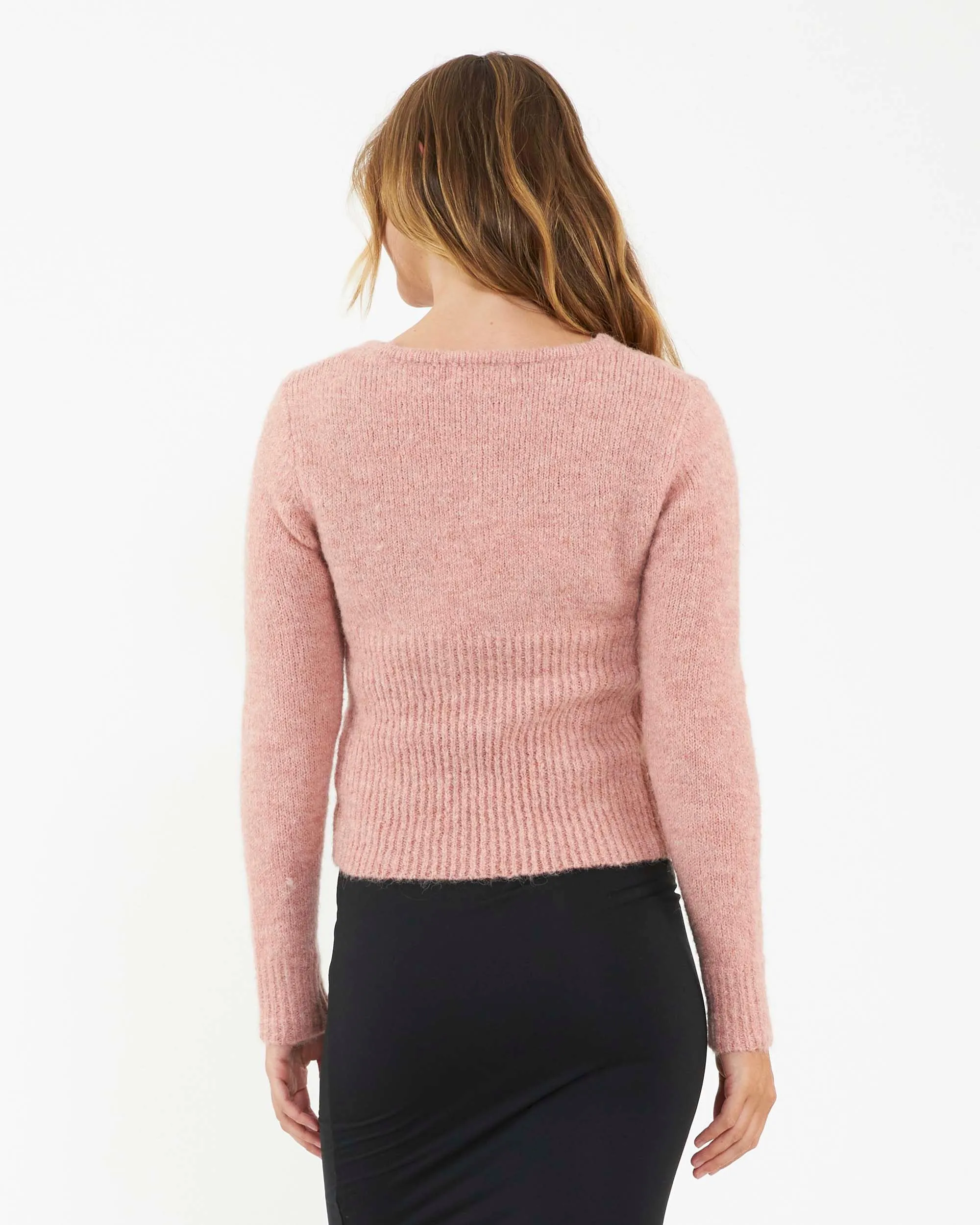 'Nala' Knot Front Knit - Dusty Pink