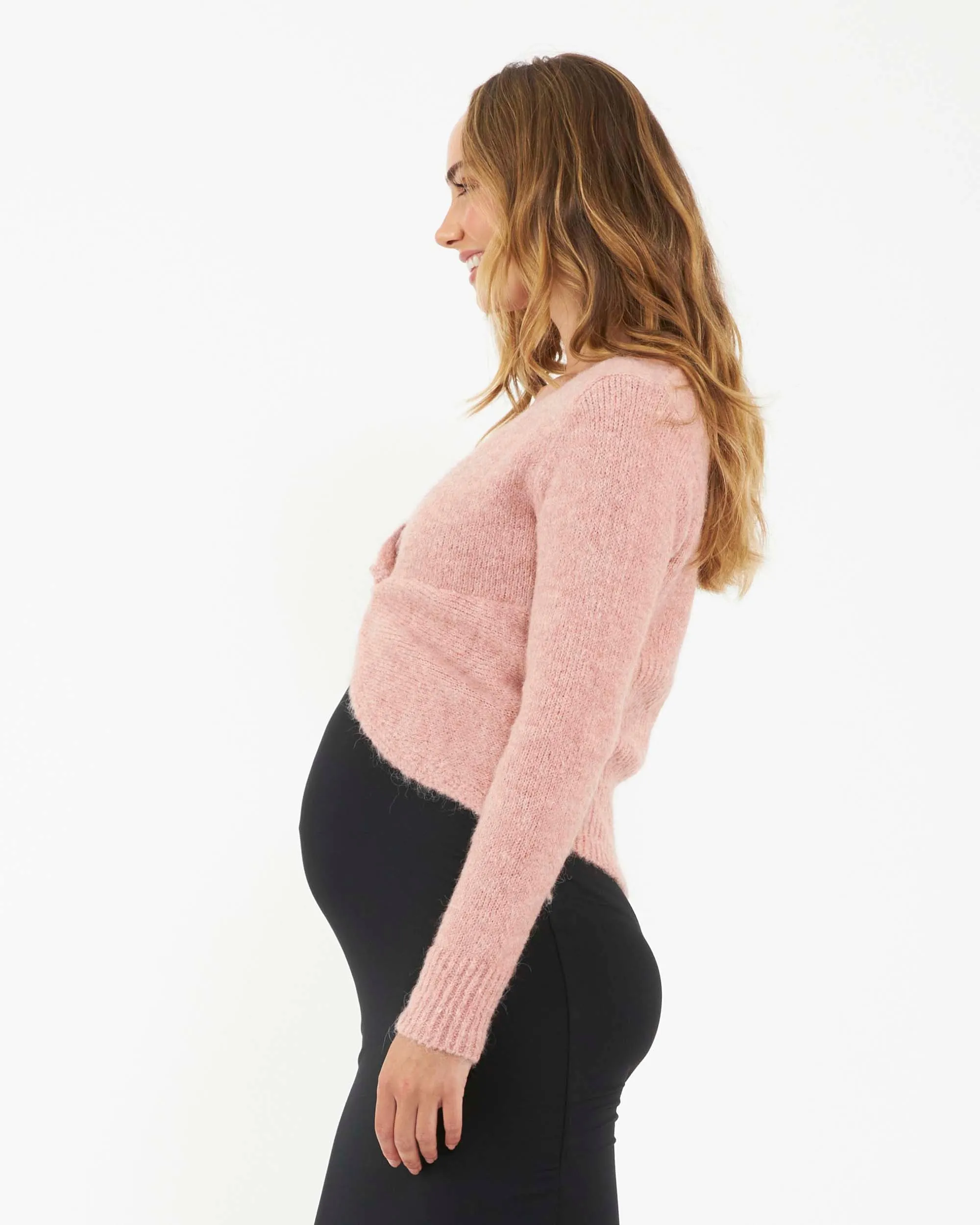 'Nala' Knot Front Knit - Dusty Pink