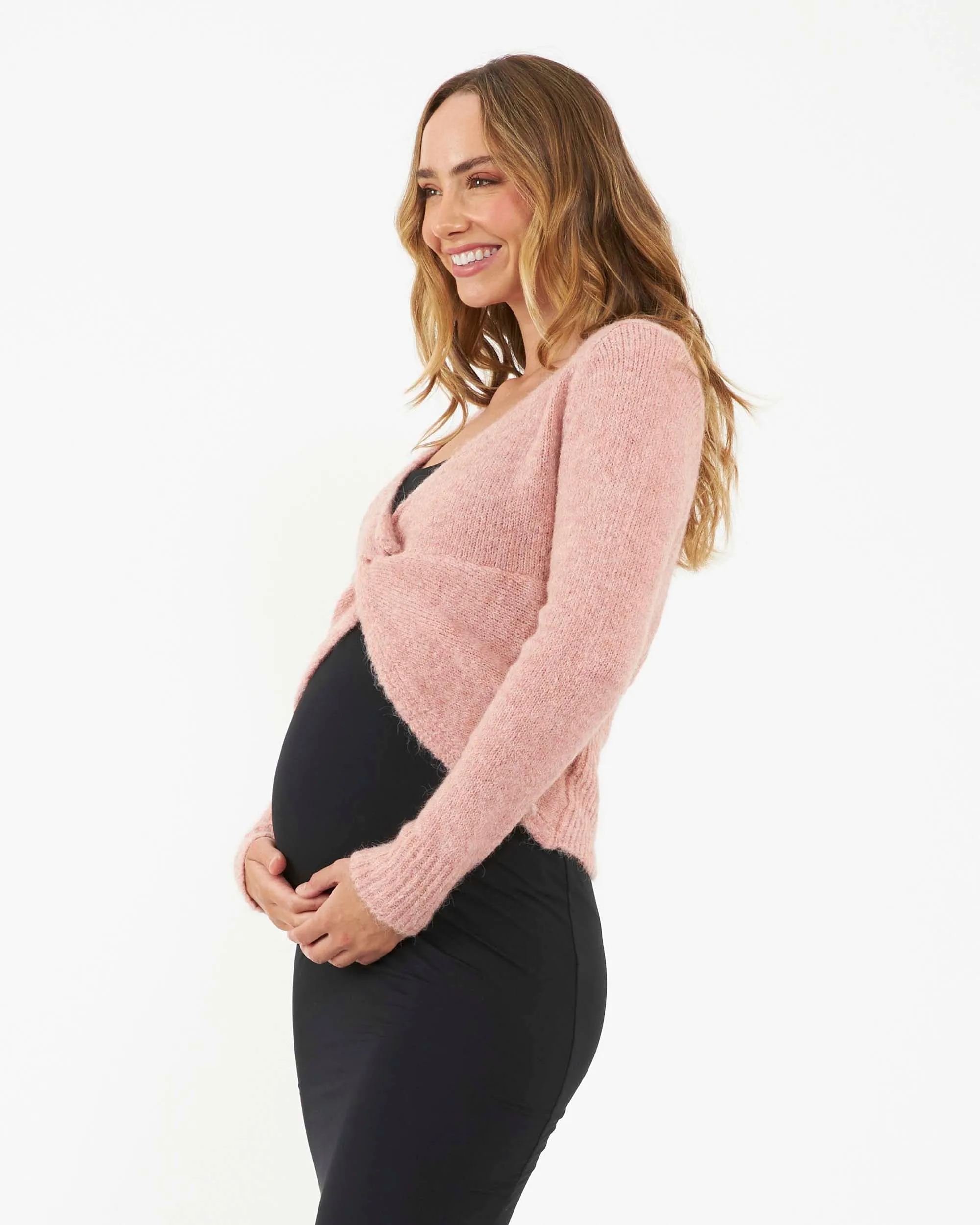 'Nala' Knot Front Knit - Dusty Pink