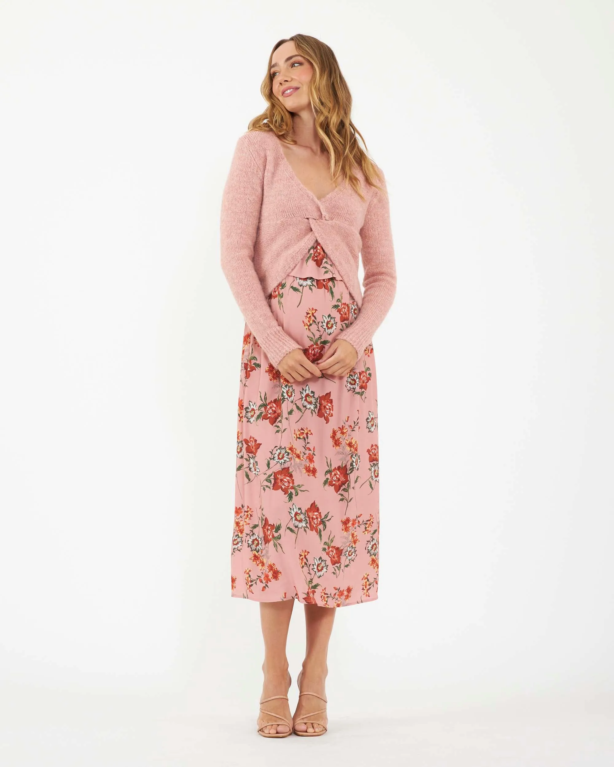 'Nala' Knot Front Knit - Dusty Pink