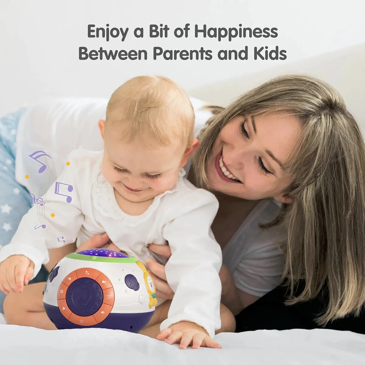 Night light projector toy, star and moon nightlight projector with music white noise machine toys for babies toddler 0 Month 