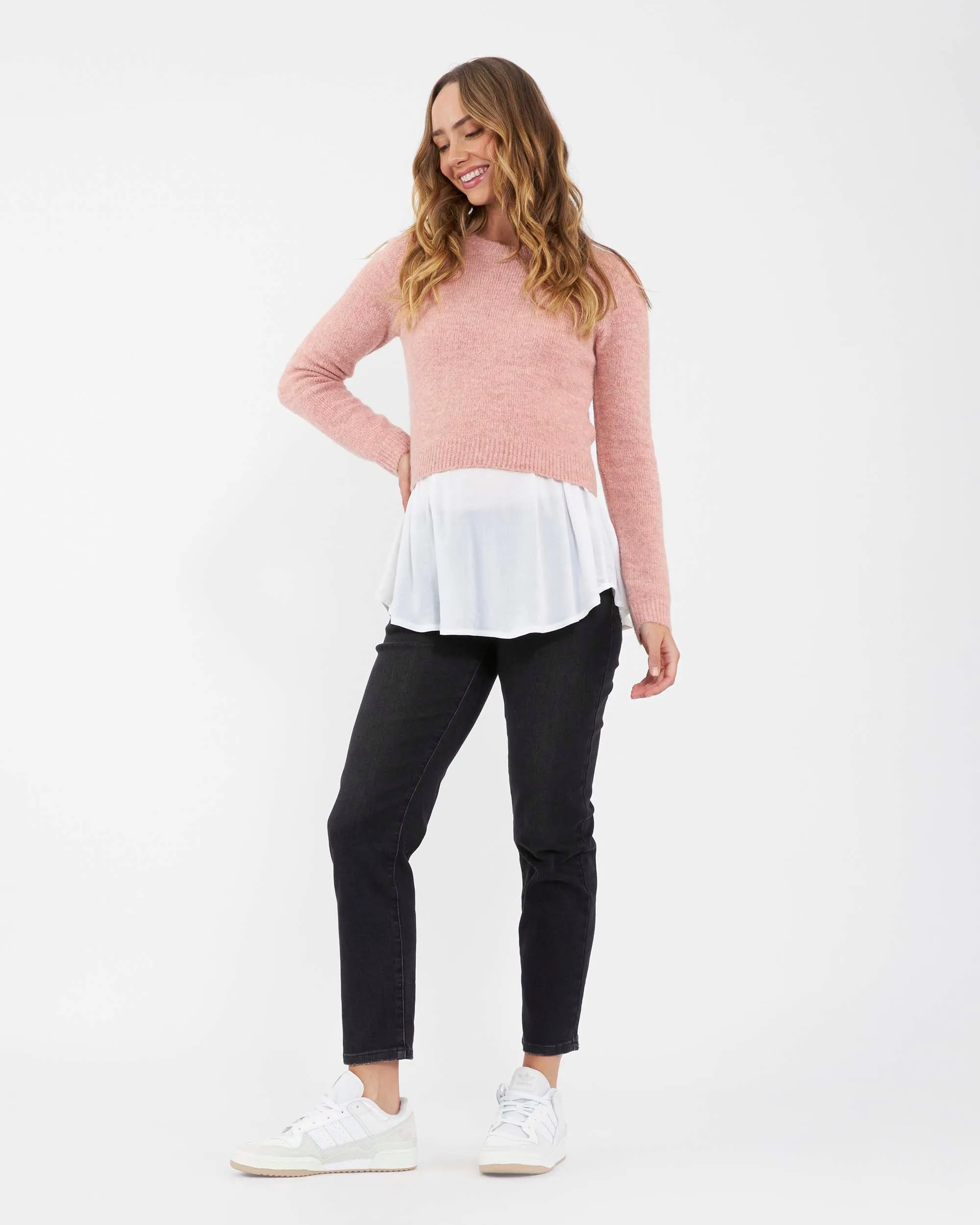 'Patty' Detachable Nursing Knit - Dusty Pink