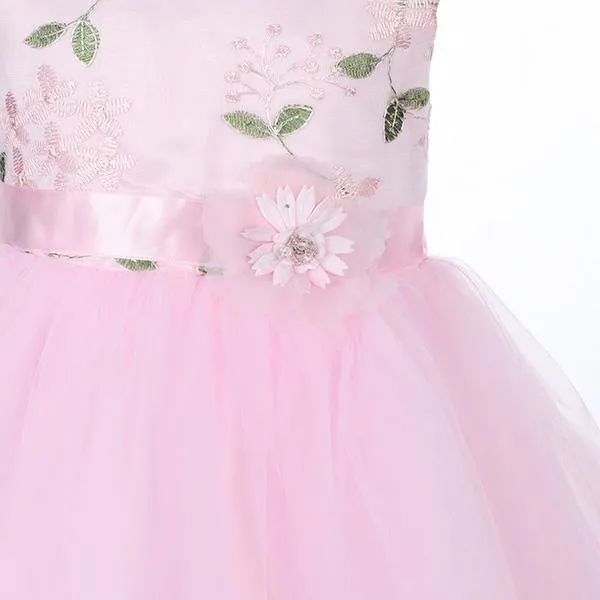 PINK EMBROIDERED TULLE DRESS