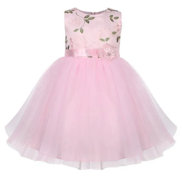 PINK EMBROIDERED TULLE DRESS