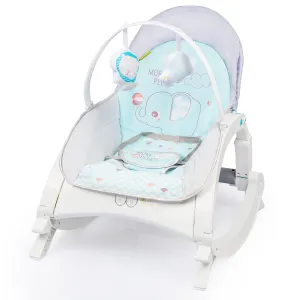 R for Rabbit Rock N Play Baby Rocker cum baby feeding chair with Vibration And Soothing music, adjustable backrest recline feature Rocker, Detachable toy bar and food tray | 6 Months Warranty | (Green)