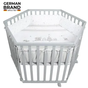 Roba Hexagonal Playpen/ Star Magic - Taupe 99 X 114 Cm (W/ Bumper   Wheels With Brakes)