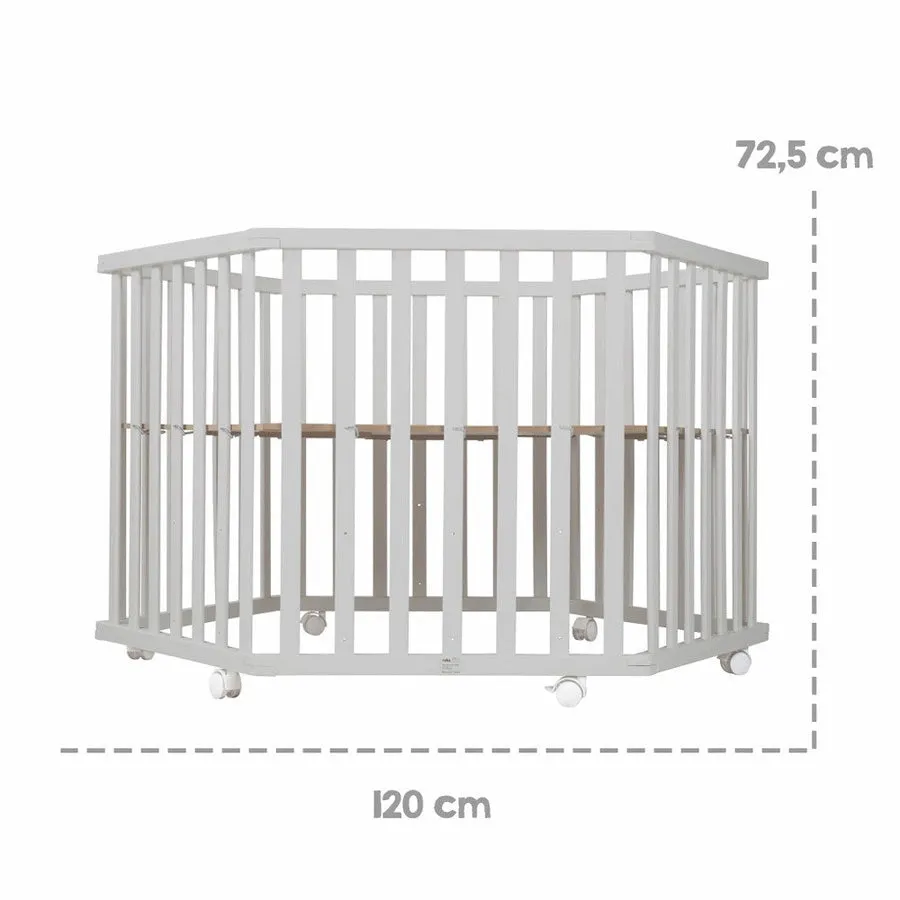 Roba Hexagonal Playpen/ Star Magic - Taupe 99 X 114 Cm (W/ Bumper   Wheels With Brakes)