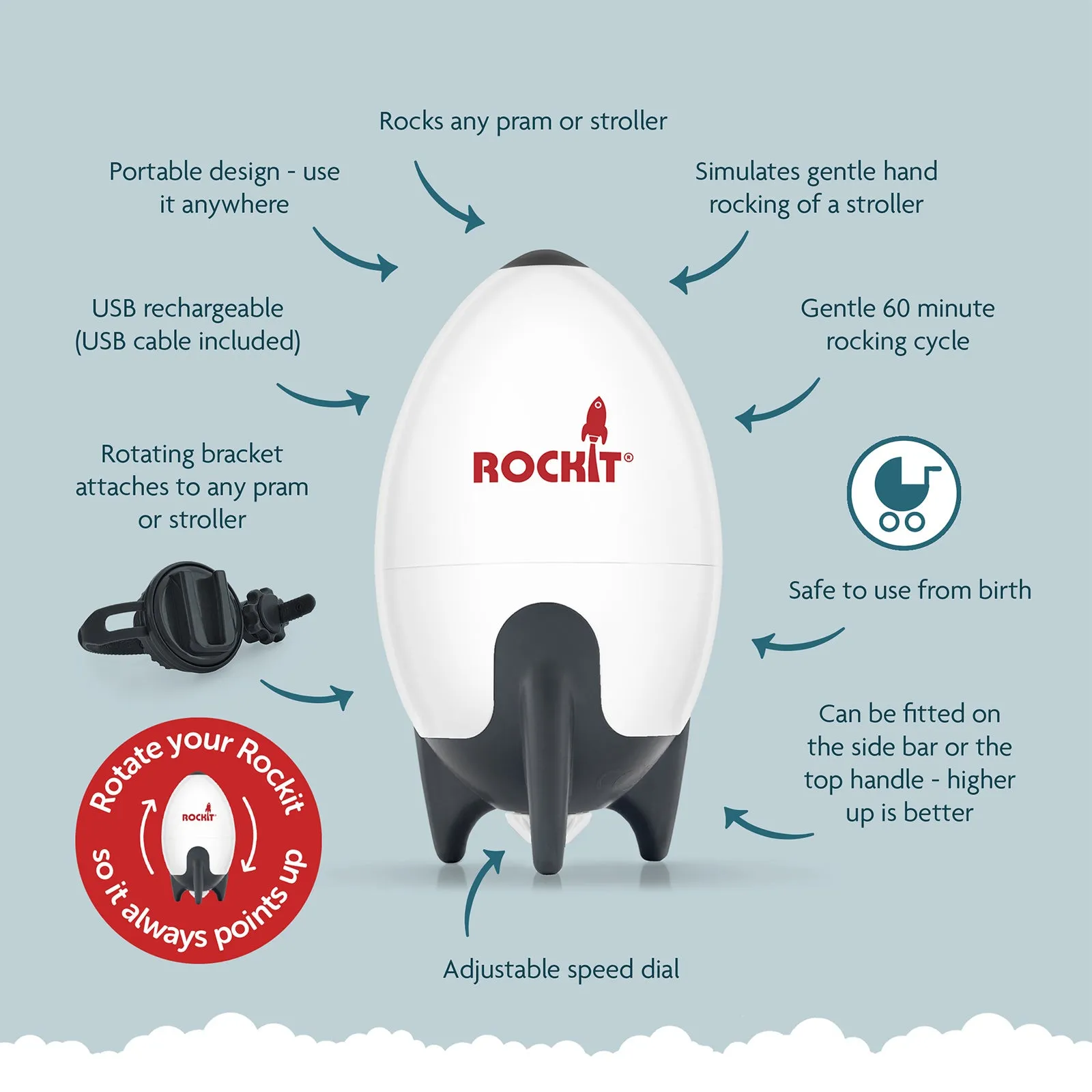 Rockit Rechargeable Portable Pushchair Rocker