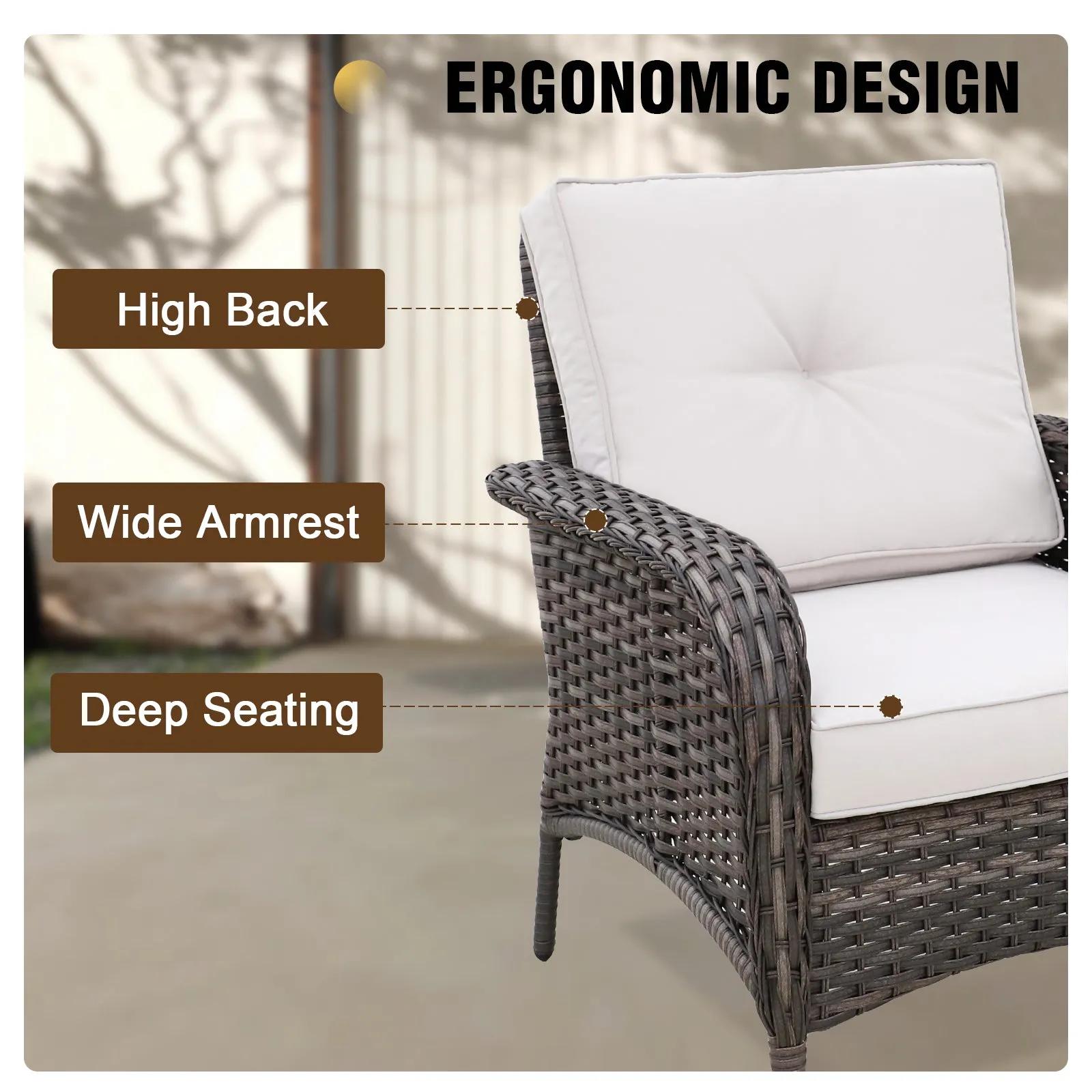 Rustic Veranda Outdoor Patio Chairs, Set of 2, Gray/Beige